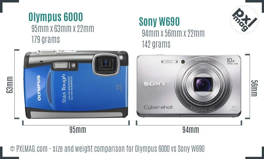 Olympus 6000 vs Sony W690 size comparison
