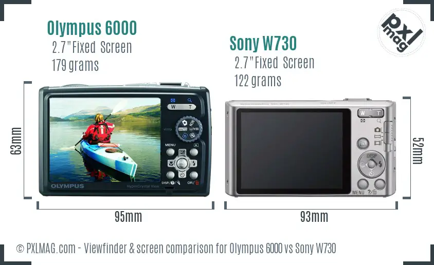 Olympus 6000 vs Sony W730 Screen and Viewfinder comparison