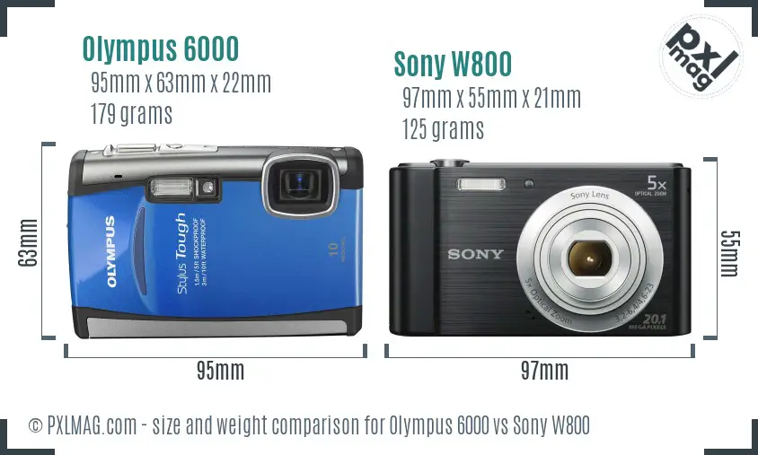 Olympus 6000 vs Sony W800 size comparison