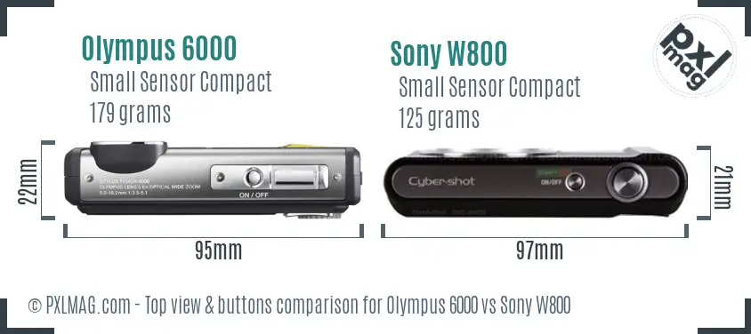 Olympus 6000 vs Sony W800 top view buttons comparison