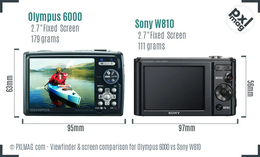 Olympus 6000 vs Sony W810 Screen and Viewfinder comparison