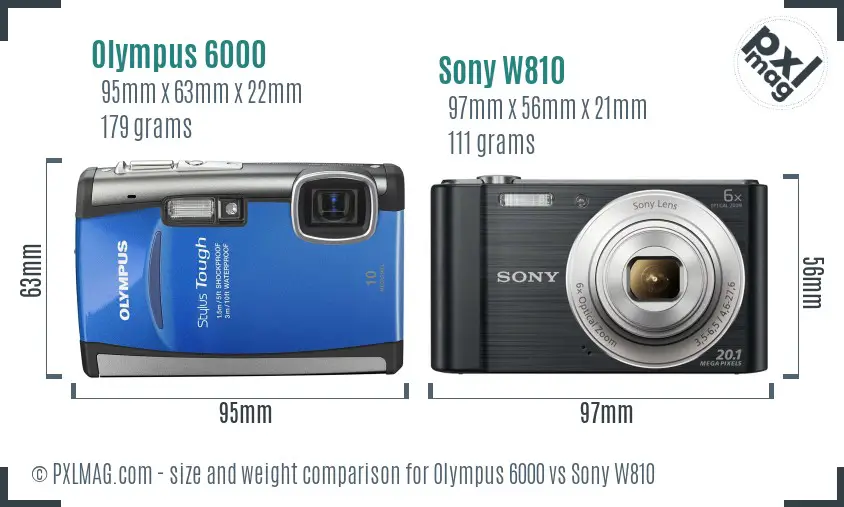 Olympus 6000 vs Sony W810 size comparison