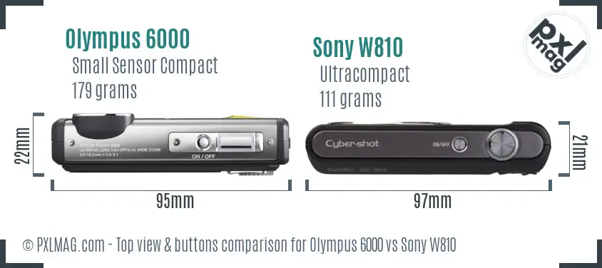 Olympus 6000 vs Sony W810 top view buttons comparison