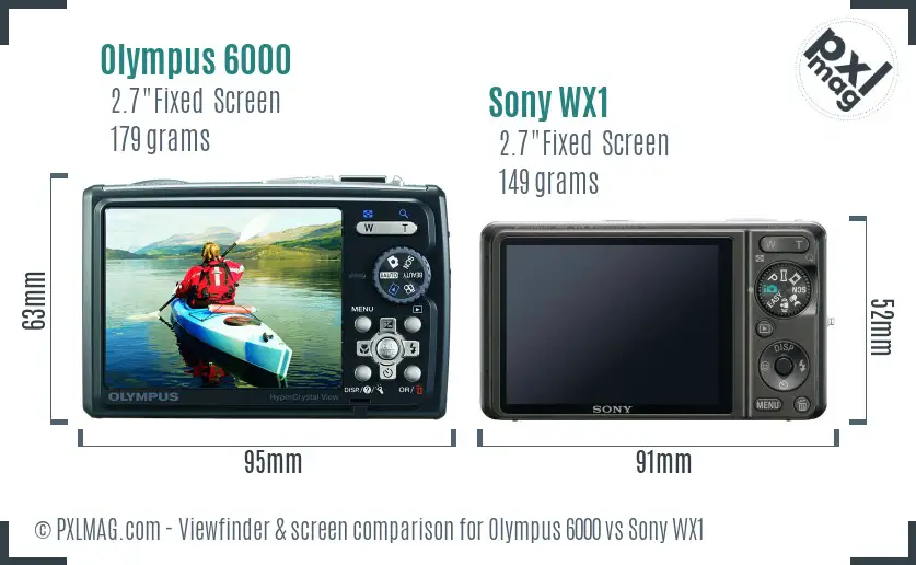 Olympus 6000 vs Sony WX1 Screen and Viewfinder comparison