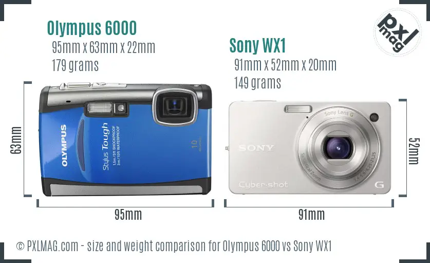 Olympus 6000 vs Sony WX1 size comparison