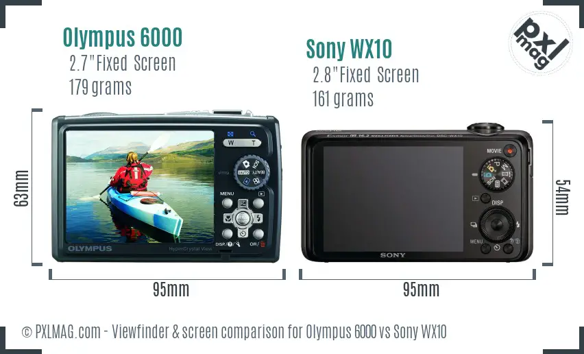 Olympus 6000 vs Sony WX10 Screen and Viewfinder comparison