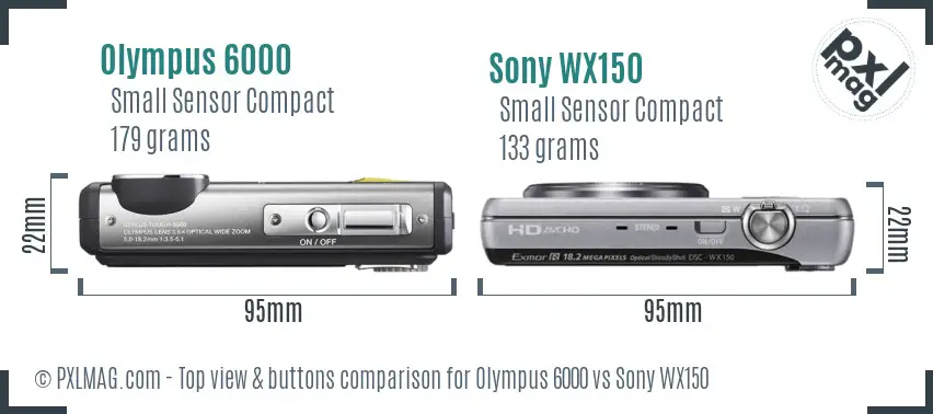 Olympus 6000 vs Sony WX150 top view buttons comparison