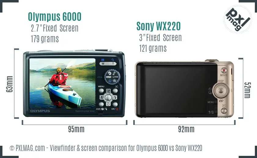 Olympus 6000 vs Sony WX220 Screen and Viewfinder comparison