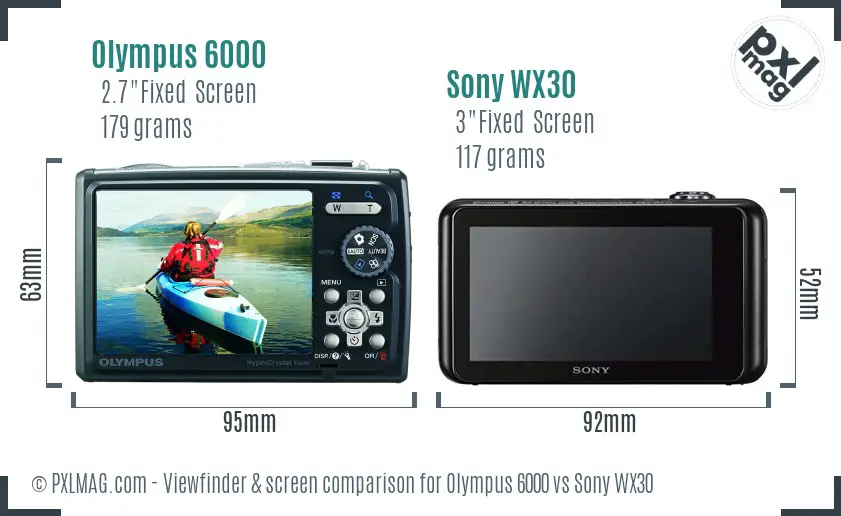Olympus 6000 vs Sony WX30 Screen and Viewfinder comparison