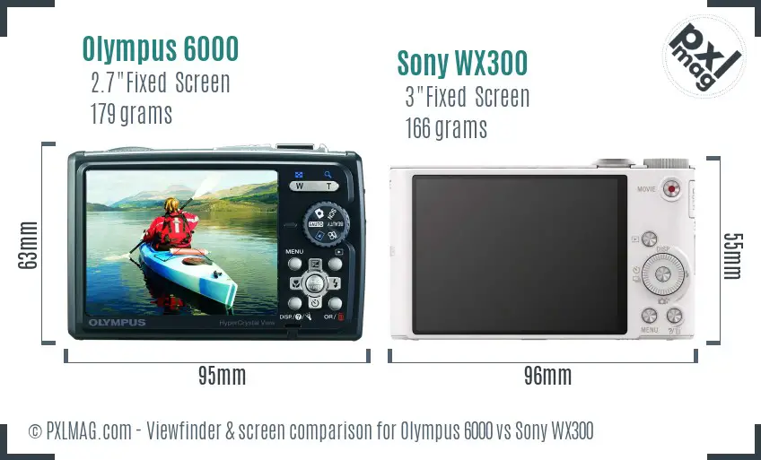 Olympus 6000 vs Sony WX300 Screen and Viewfinder comparison
