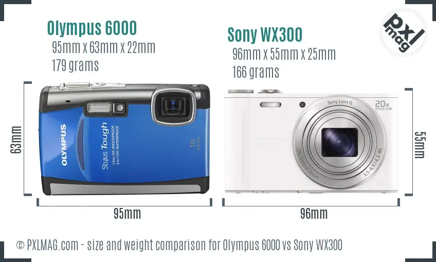 Olympus 6000 vs Sony WX300 size comparison