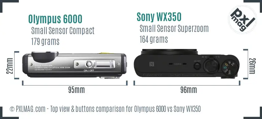 Olympus 6000 vs Sony WX350 top view buttons comparison