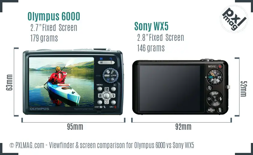 Olympus 6000 vs Sony WX5 Screen and Viewfinder comparison