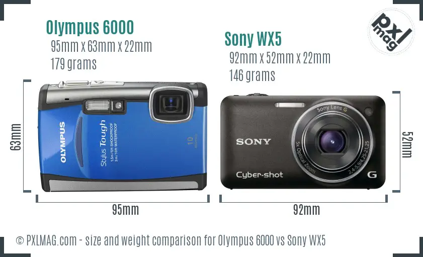 Olympus 6000 vs Sony WX5 size comparison