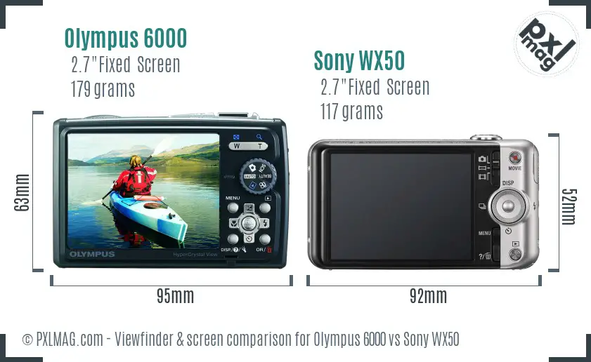 Olympus 6000 vs Sony WX50 Screen and Viewfinder comparison