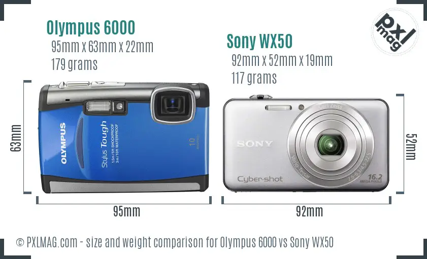Olympus 6000 vs Sony WX50 size comparison