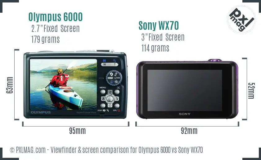 Olympus 6000 vs Sony WX70 Screen and Viewfinder comparison