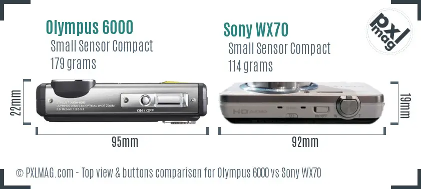 Olympus 6000 vs Sony WX70 top view buttons comparison