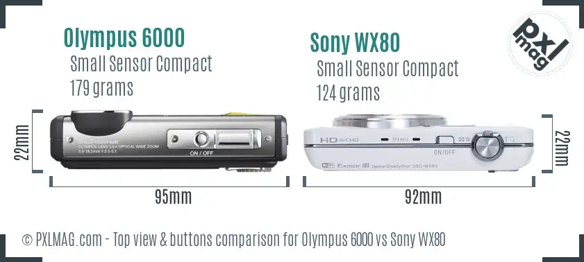 Olympus 6000 vs Sony WX80 top view buttons comparison