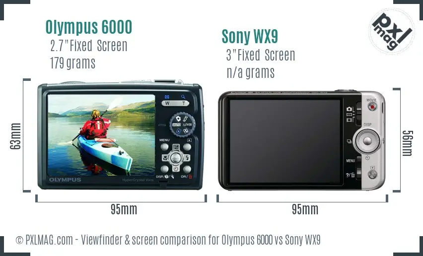 Olympus 6000 vs Sony WX9 Screen and Viewfinder comparison