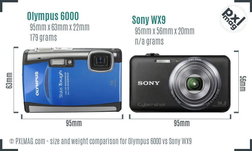 Olympus 6000 vs Sony WX9 size comparison