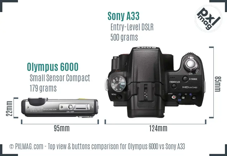 Olympus 6000 vs Sony A33 top view buttons comparison