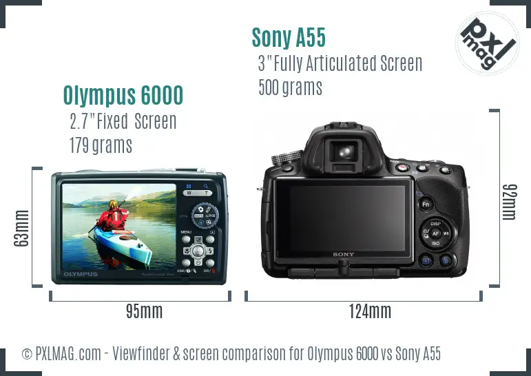 Olympus 6000 vs Sony A55 Screen and Viewfinder comparison
