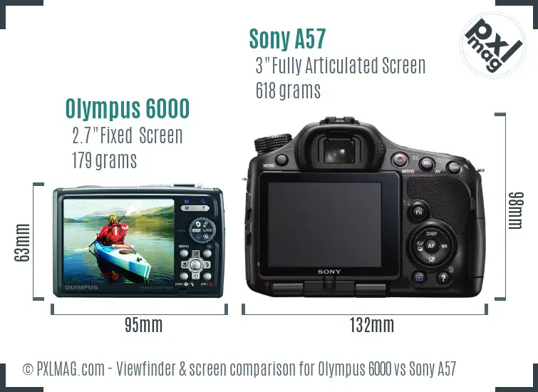 Olympus 6000 vs Sony A57 Screen and Viewfinder comparison