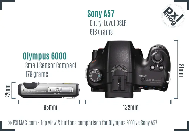 Olympus 6000 vs Sony A57 top view buttons comparison