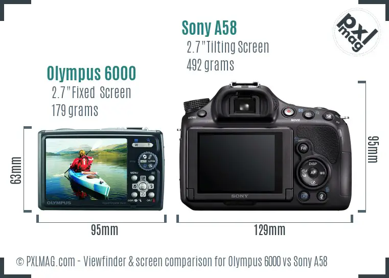 Olympus 6000 vs Sony A58 Screen and Viewfinder comparison