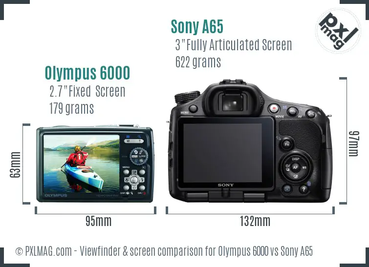 Olympus 6000 vs Sony A65 Screen and Viewfinder comparison