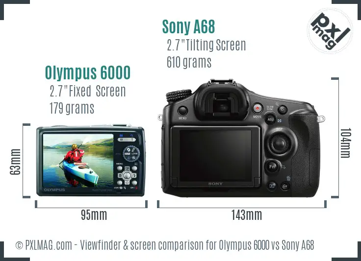 Olympus 6000 vs Sony A68 Screen and Viewfinder comparison