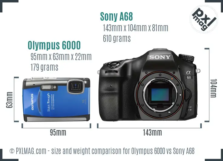 Olympus 6000 vs Sony A68 size comparison