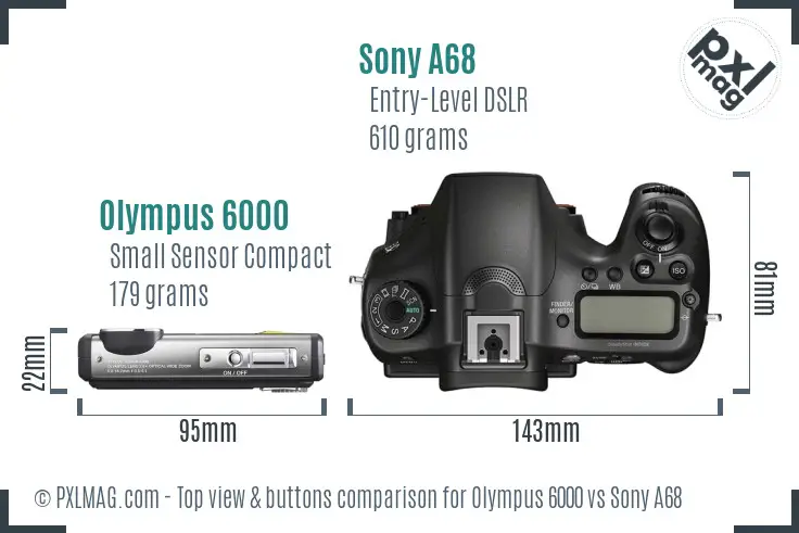 Olympus 6000 vs Sony A68 top view buttons comparison