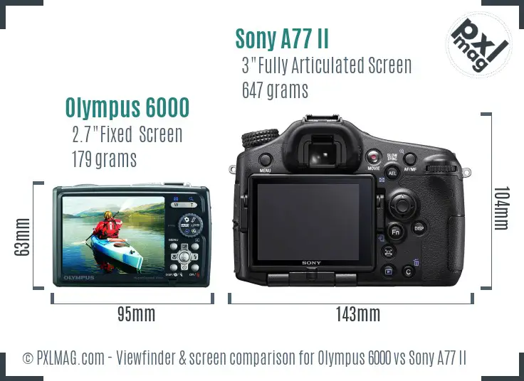 Olympus 6000 vs Sony A77 II Screen and Viewfinder comparison