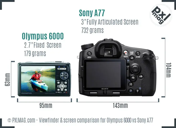 Olympus 6000 vs Sony A77 Screen and Viewfinder comparison