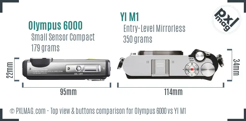 Olympus 6000 vs YI M1 top view buttons comparison