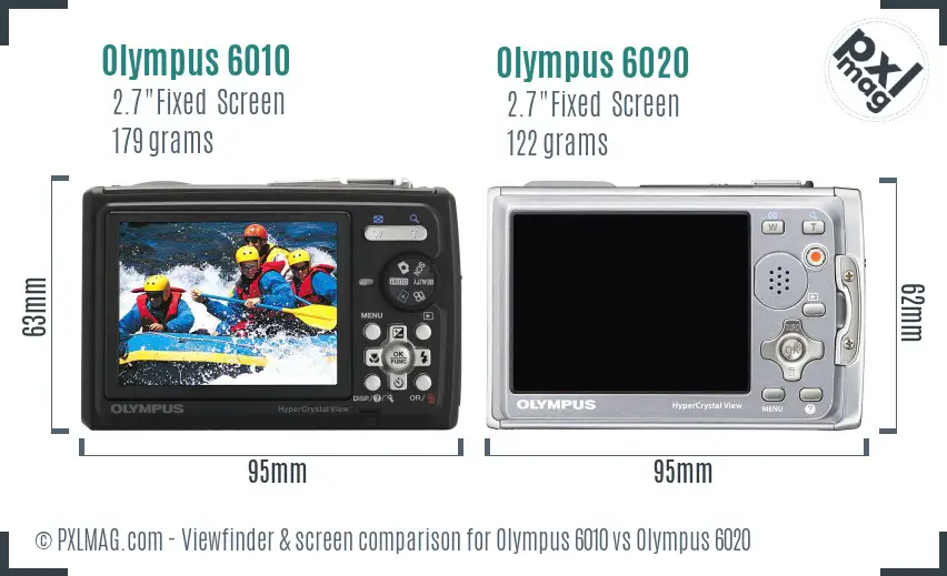 Olympus 6010 vs Olympus 6020 Screen and Viewfinder comparison