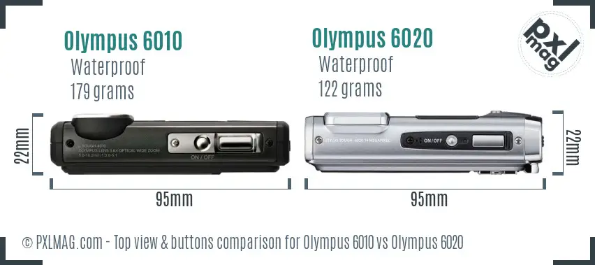 Olympus 6010 vs Olympus 6020 top view buttons comparison