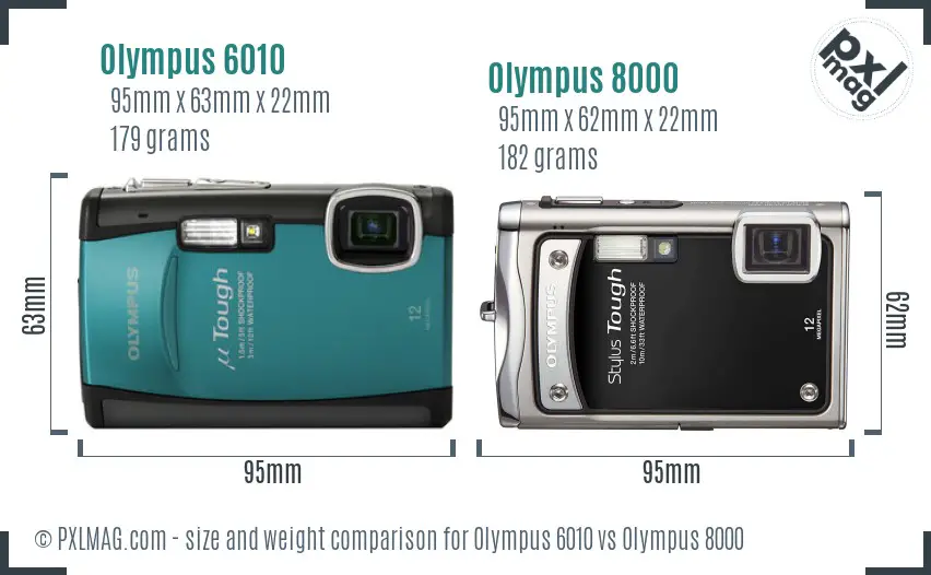 Olympus 6010 vs Olympus 8000 size comparison