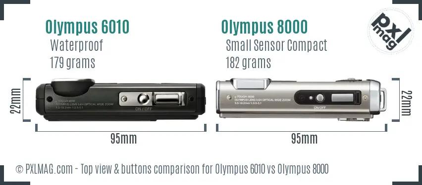 Olympus 6010 vs Olympus 8000 top view buttons comparison