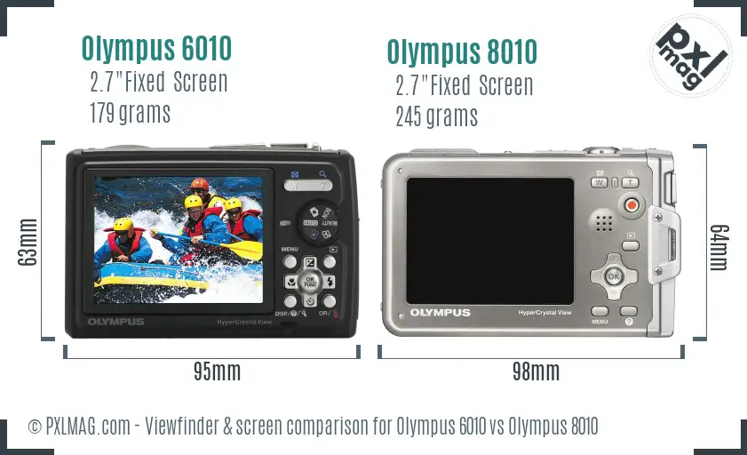Olympus 6010 vs Olympus 8010 Screen and Viewfinder comparison