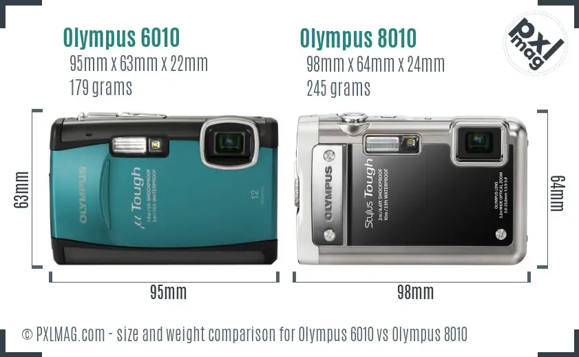 Olympus 6010 vs Olympus 8010 size comparison