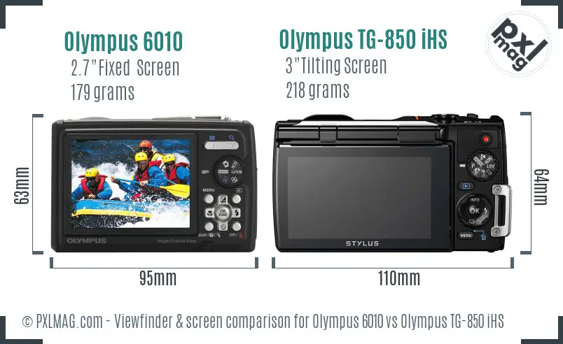 Olympus 6010 vs Olympus TG-850 iHS Screen and Viewfinder comparison