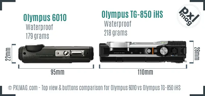 Olympus 6010 vs Olympus TG-850 iHS top view buttons comparison