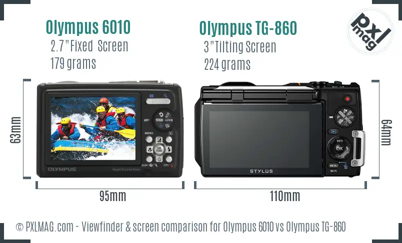 Olympus 6010 vs Olympus TG-860 Screen and Viewfinder comparison
