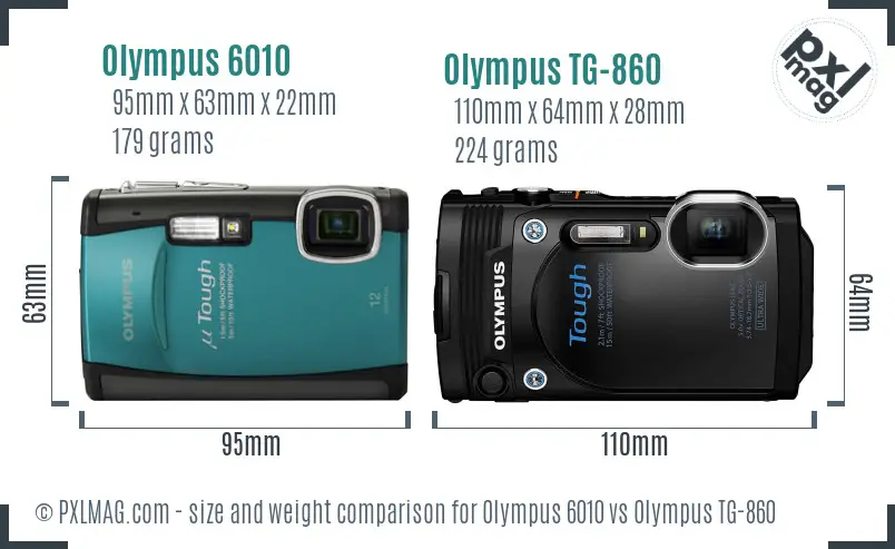 Olympus 6010 vs Olympus TG-860 size comparison