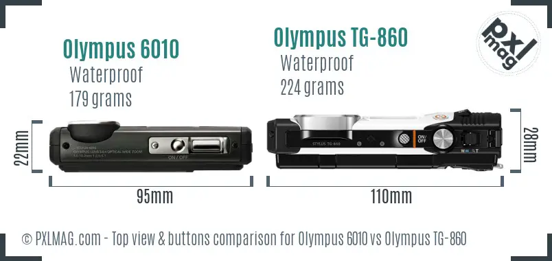 Olympus 6010 vs Olympus TG-860 top view buttons comparison