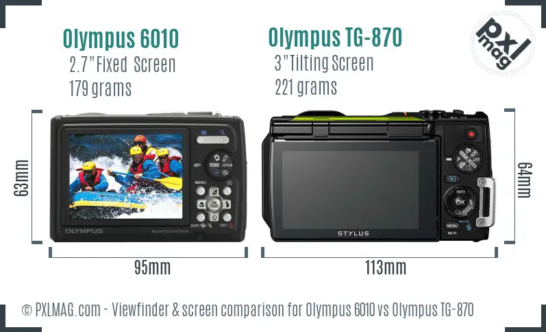 Olympus 6010 vs Olympus TG-870 Screen and Viewfinder comparison