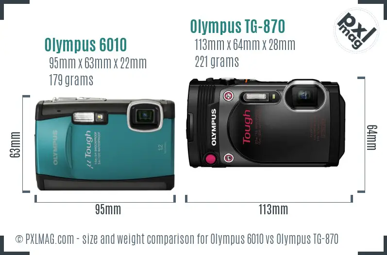 Olympus 6010 vs Olympus TG-870 size comparison